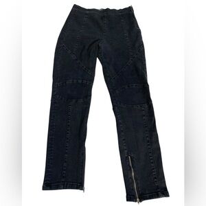 We The Free Moto Skinny Jeans 31 Black High Rise Zip Ankle Biker Panel Stretch